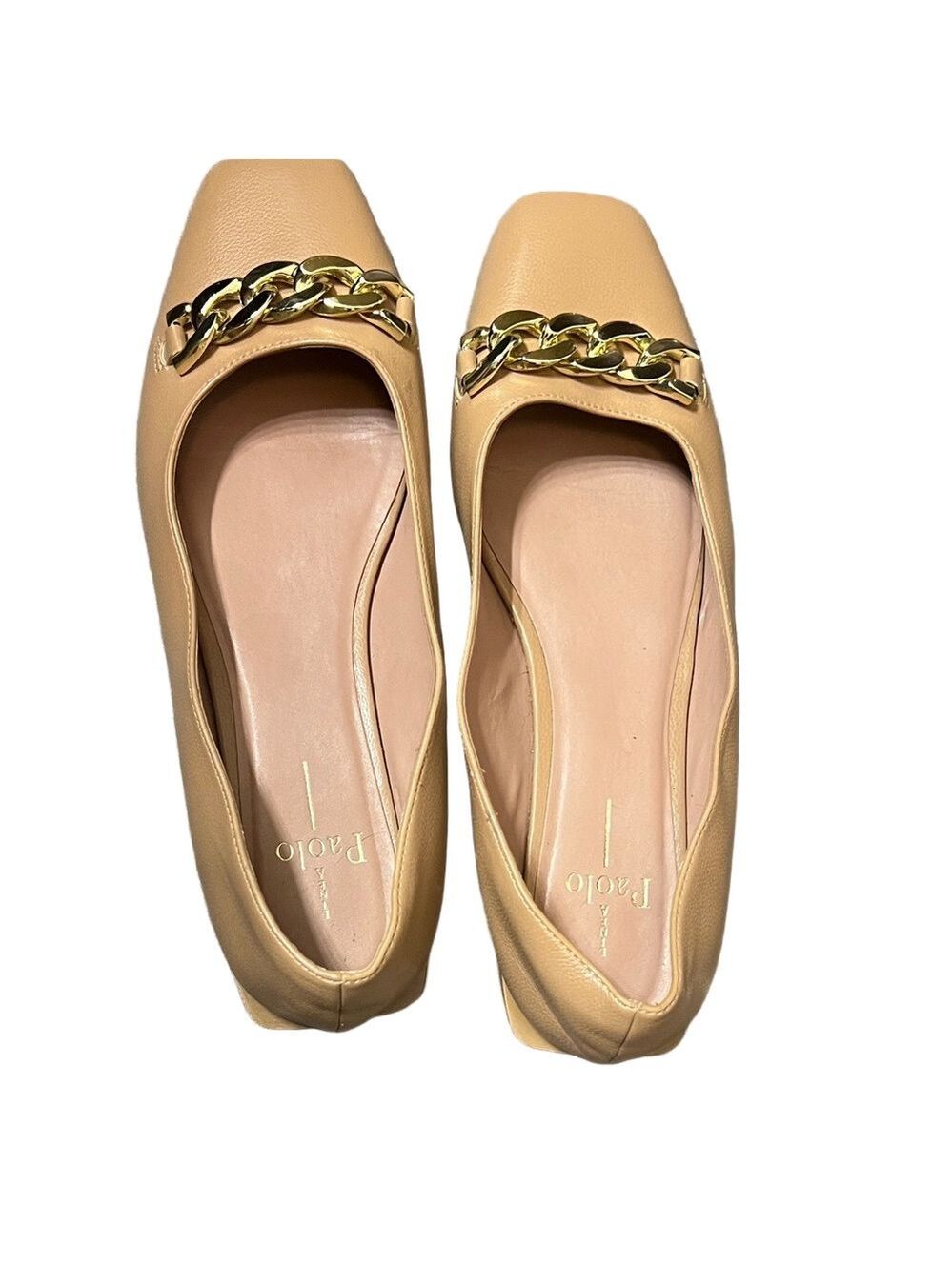 Paolo flat loafer 10 Natalie Gold Chain Square Toe Balletcore fall office